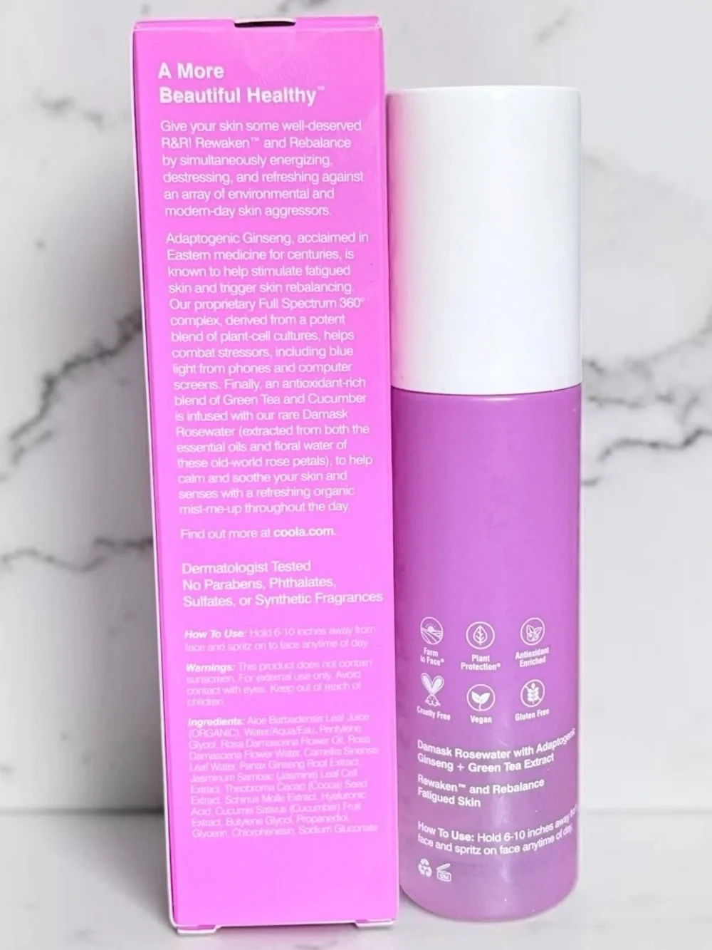 Coola 70% + Organic Rewakening Rosewater Mist NIB
